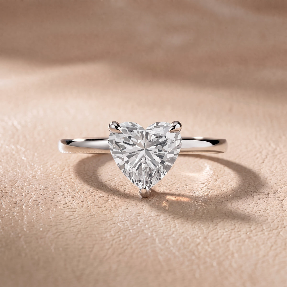 Nella Petite Solitaire Heart Diamond Engagement Ring in Silver - front.jpg