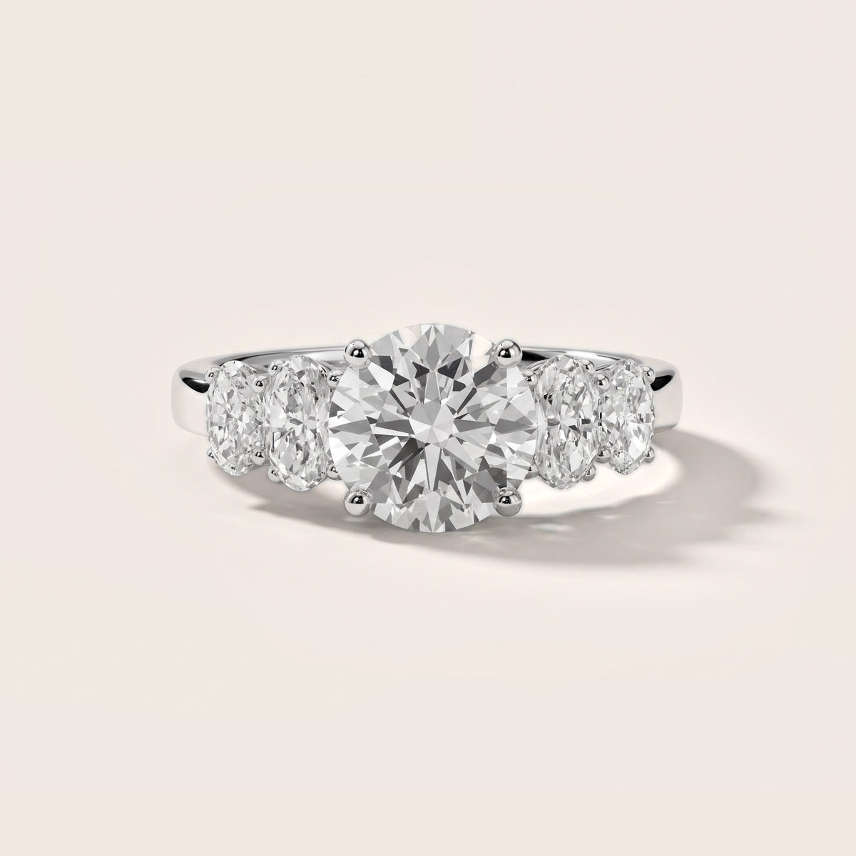 Kathy Graduated Five-Stone Round Diamond Engagement Ring in White Gold - front.jpg