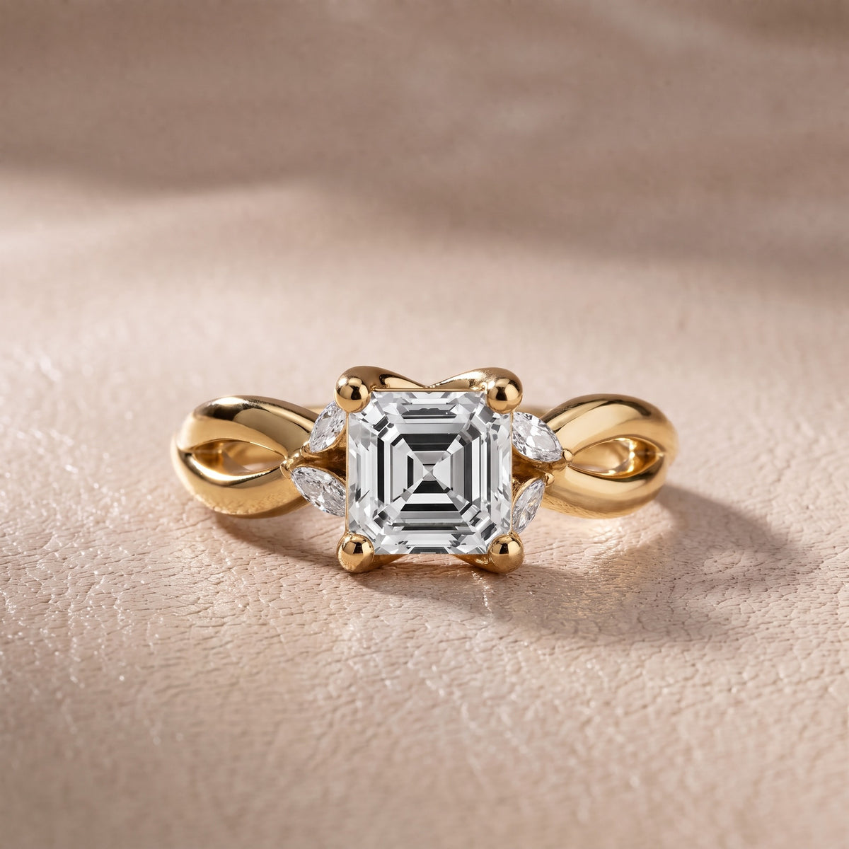 Luna Glow Twisted Asscher Diamond Engagement Ring in Yellow Gold - front.jpg