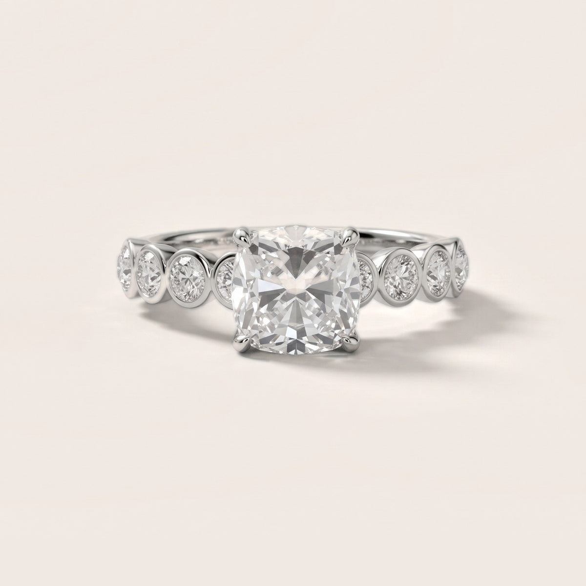 Edie Beaded Bezel Cushion Diamond Engagement Ring in Platinum - front.jpg