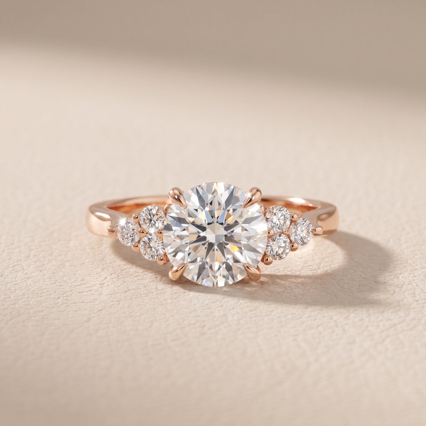 Anya Sidestone Cluster Round Diamond Ring in Rose Gold - front.jpg