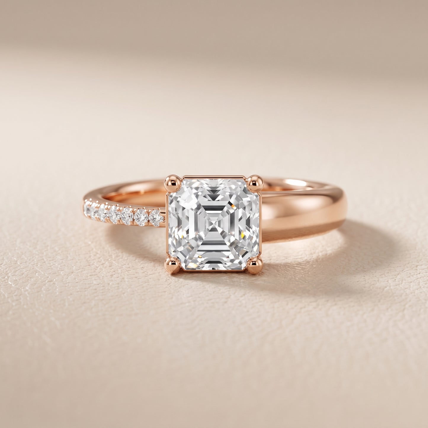 Rosie Solitaire Basket Asscher Diamond Engagement Ring in Rose Gold - front.jpg