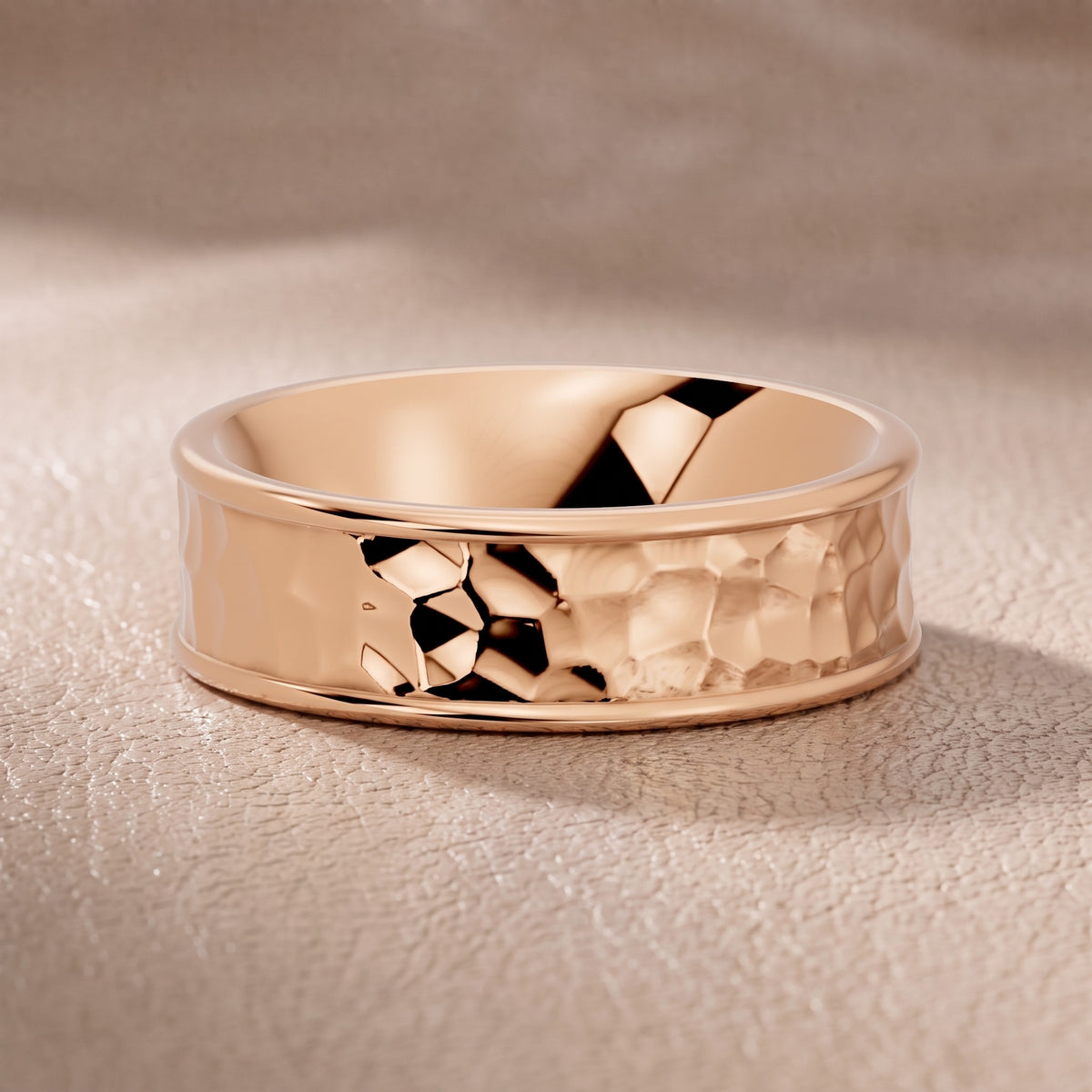 Paige Hammered Step Edge Wedding Band in Rose Gold - front.jpg