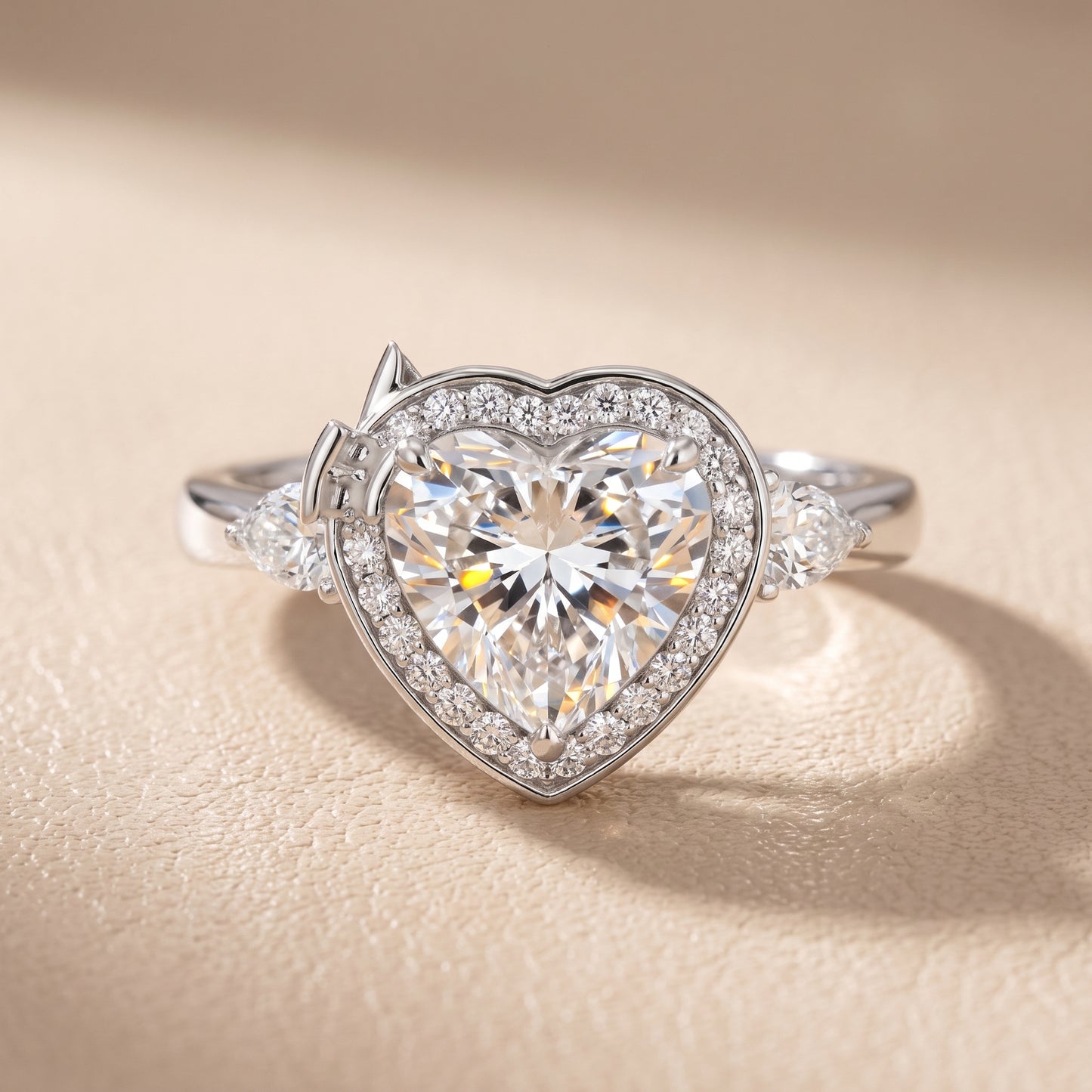 Eliza Halo Sidestone Heart Diamond Engagement Ring in White Gold - front.jpg