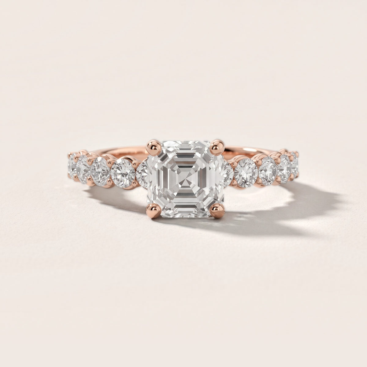 Sterling Statement Pavé Asscher Diamond Engagement Ring in Rose Gold - front.jpg