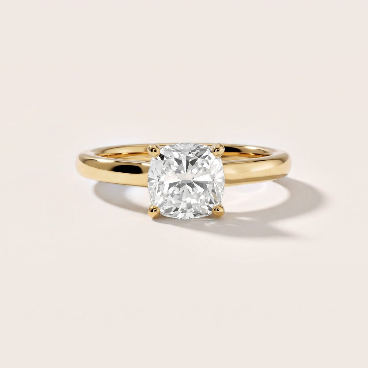 Emeline Solitaire Cathedral Cushion Diamond Engagement Ring in Yellow Gold - front.jpg