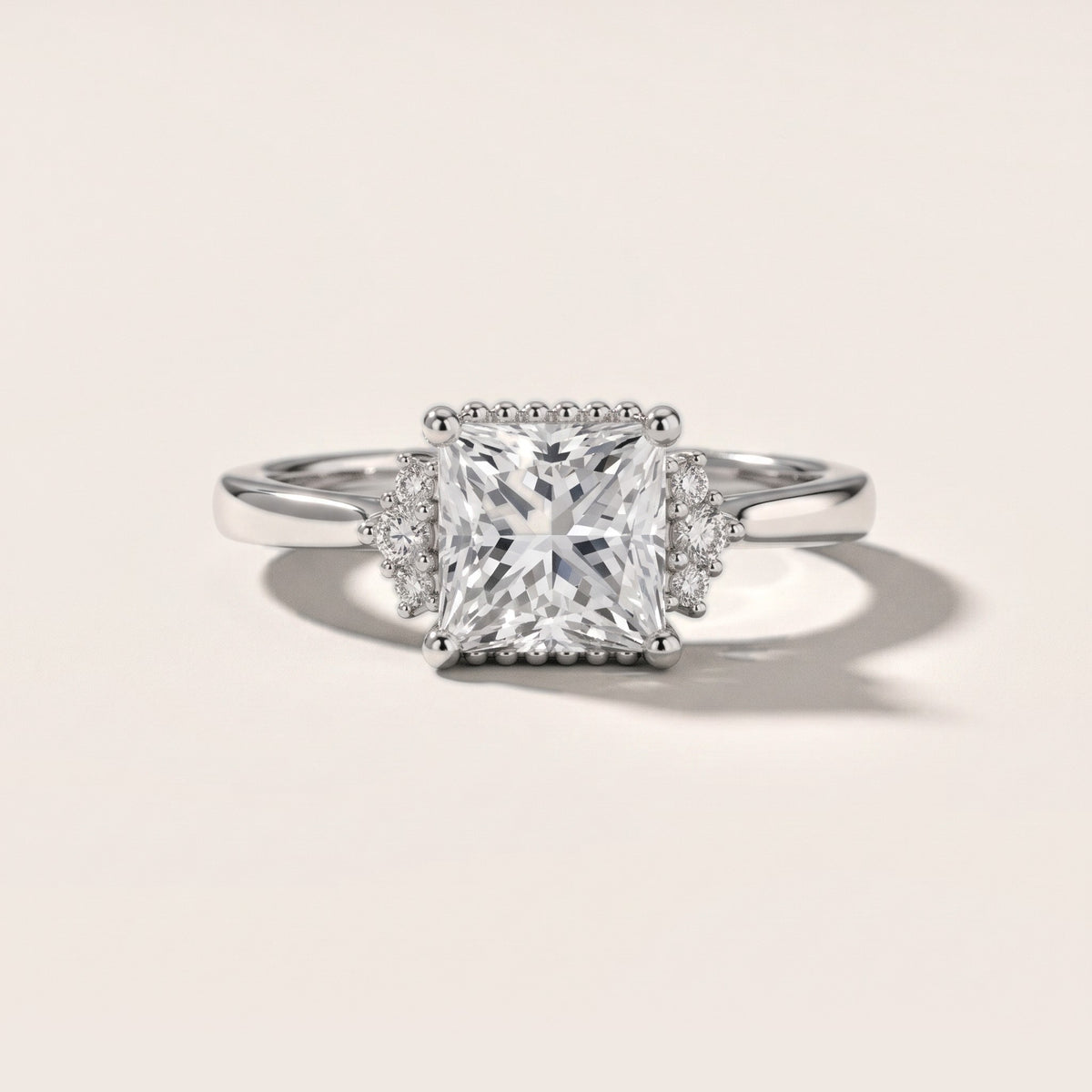 Paola Milgrain Pavé Princess Diamond Engagement Ring in White Gold - front.jpg
