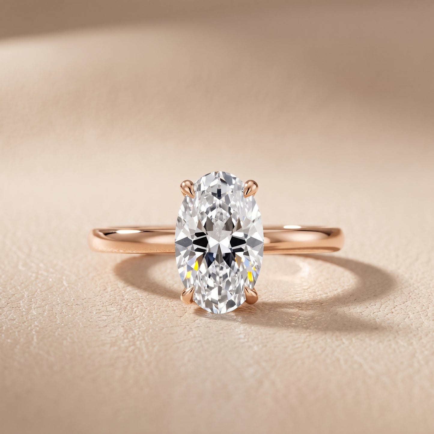 Lyla Petite Solitaire Oval Diamond Engagement Ring in Rose Gold - front.jpg
