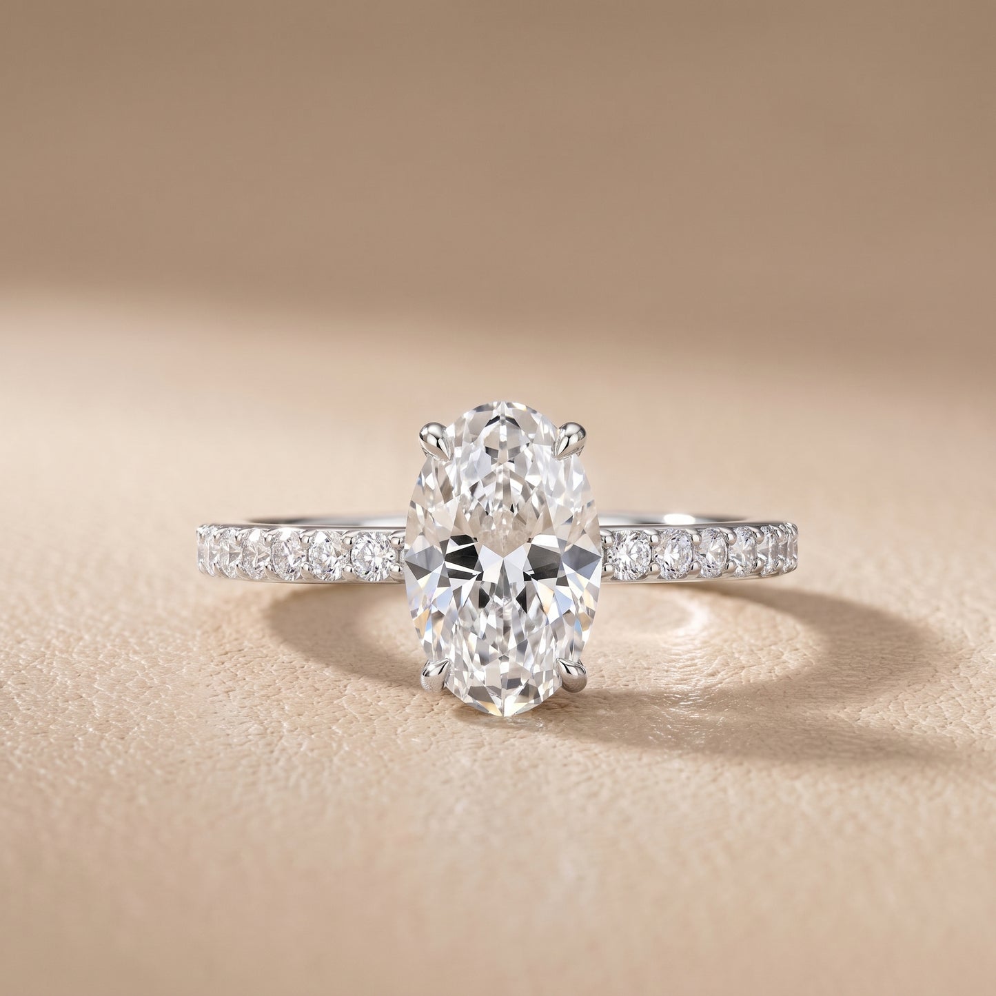 Aisha Pavé Solitaire Oval Diamond Engagement Ring in White Gold - front.jpg