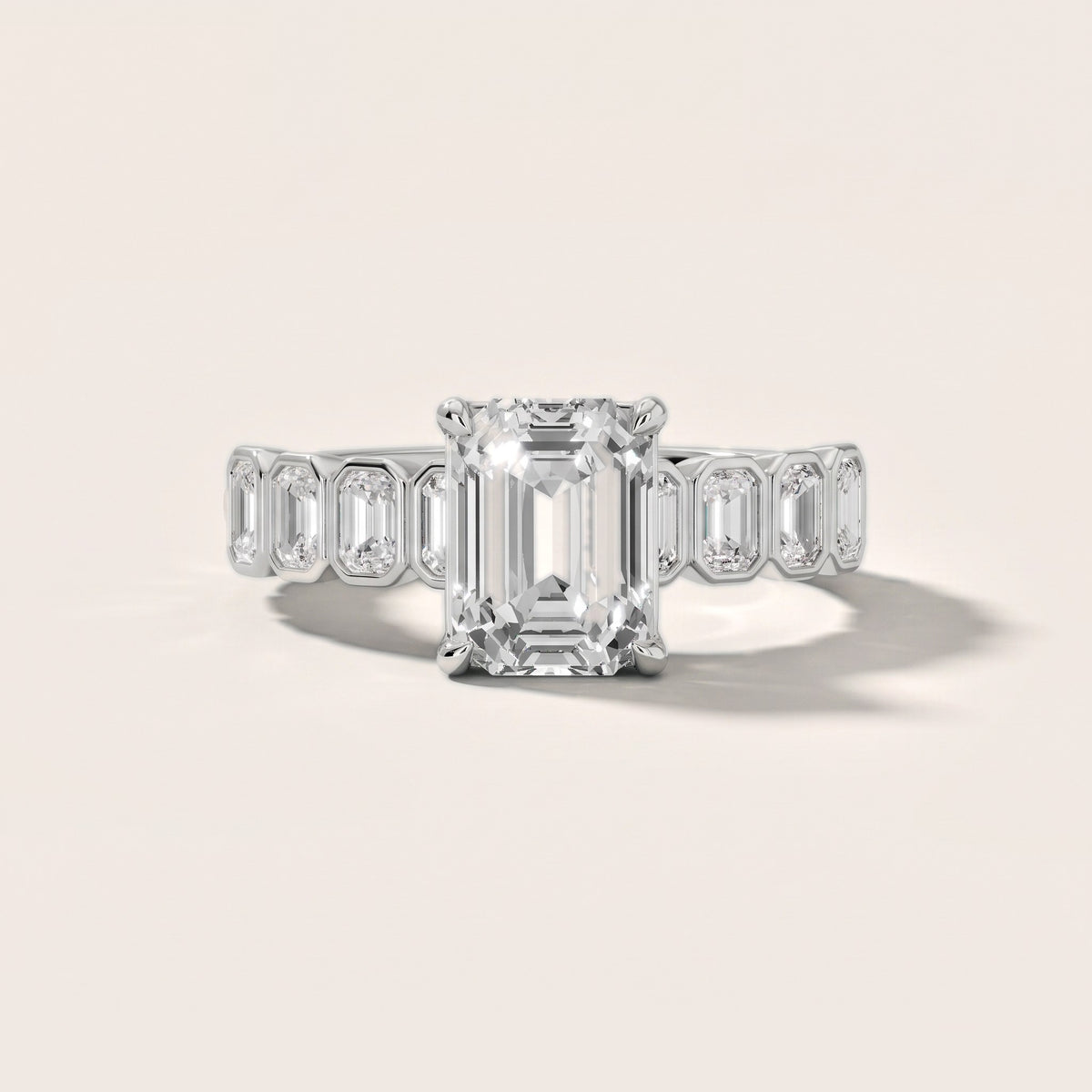 Newport Step-Cut Bezel Emerald Diamond Engagement Ring in Silver - front.jpg