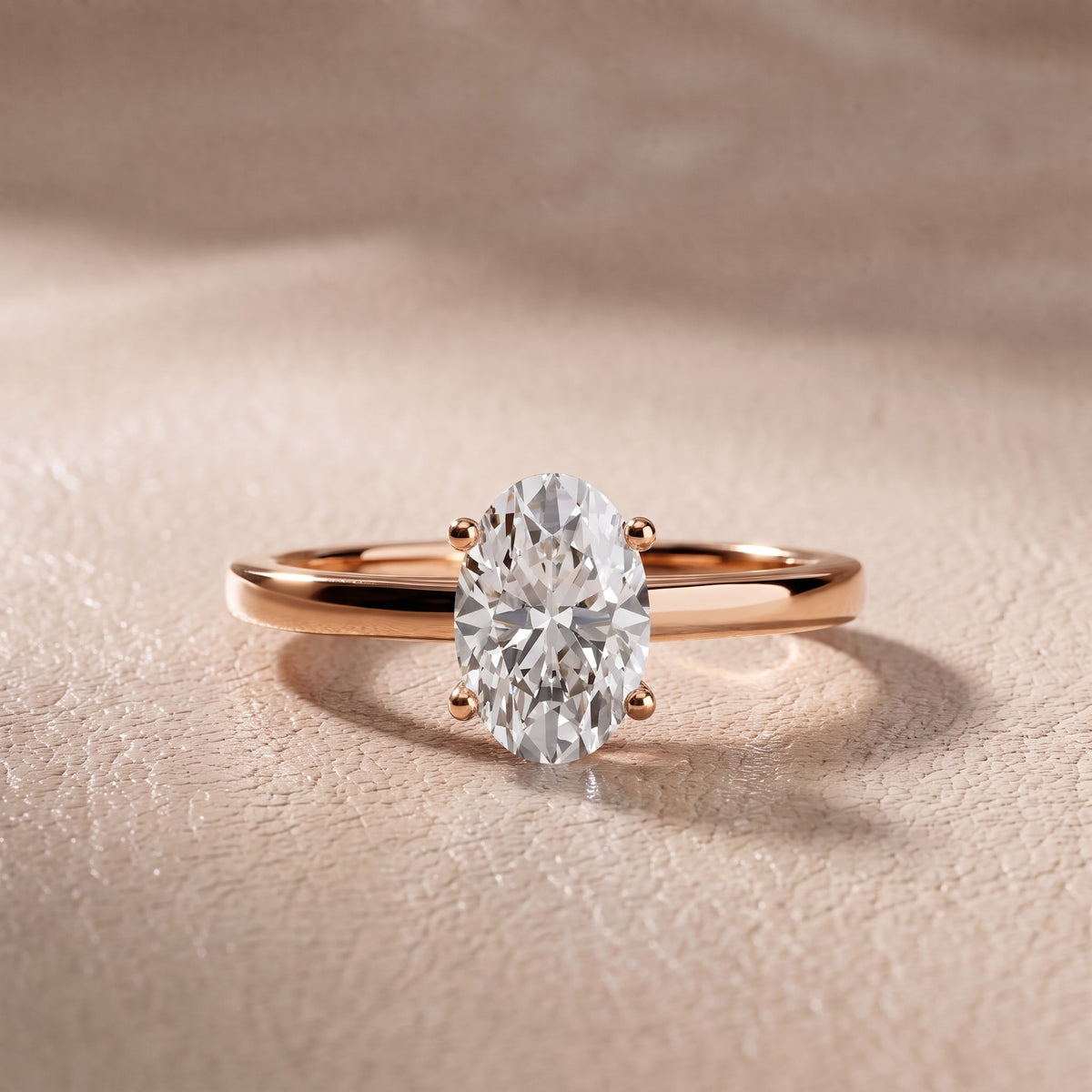 Iris Vintage Oval Diamond Engagement Ring in Rose Gold - front.jpg