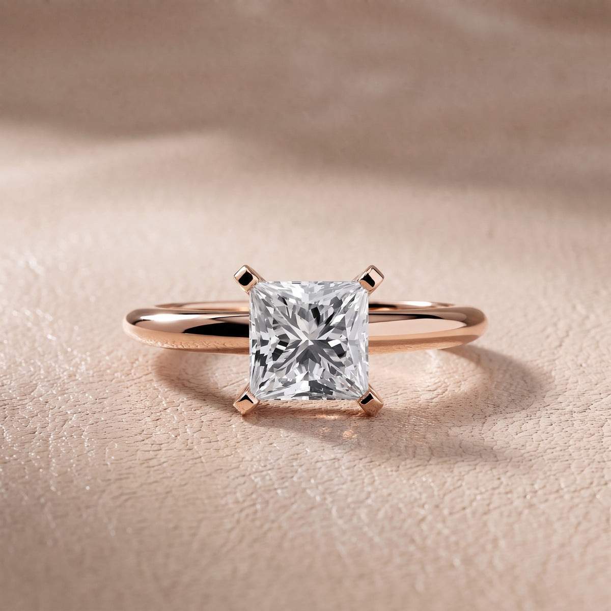 Arabella Six-Prong Solitaire Princess Diamond Engagement Ring in Rose Gold - front.jpg
