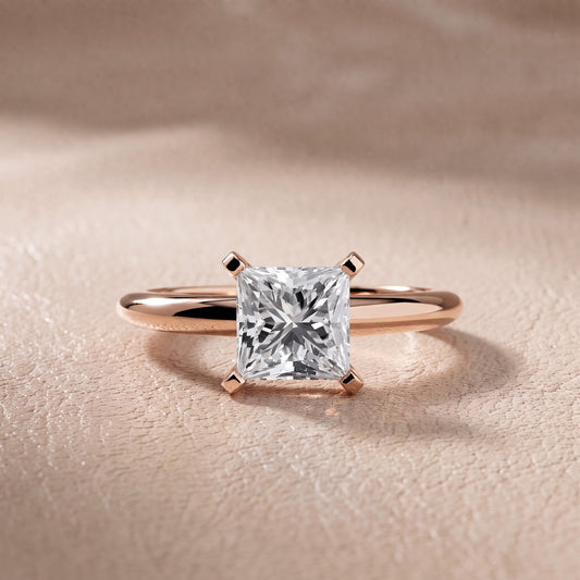 Arabella Six-Prong Solitaire Princess Diamond Engagement Ring in Rose Gold - front.jpg