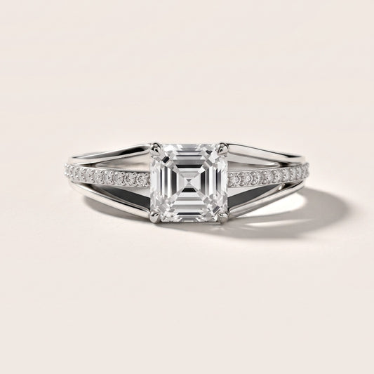 Lucinda Split Shank Asscher Diamond Engagement Ring in Platinum [studio-20261024]