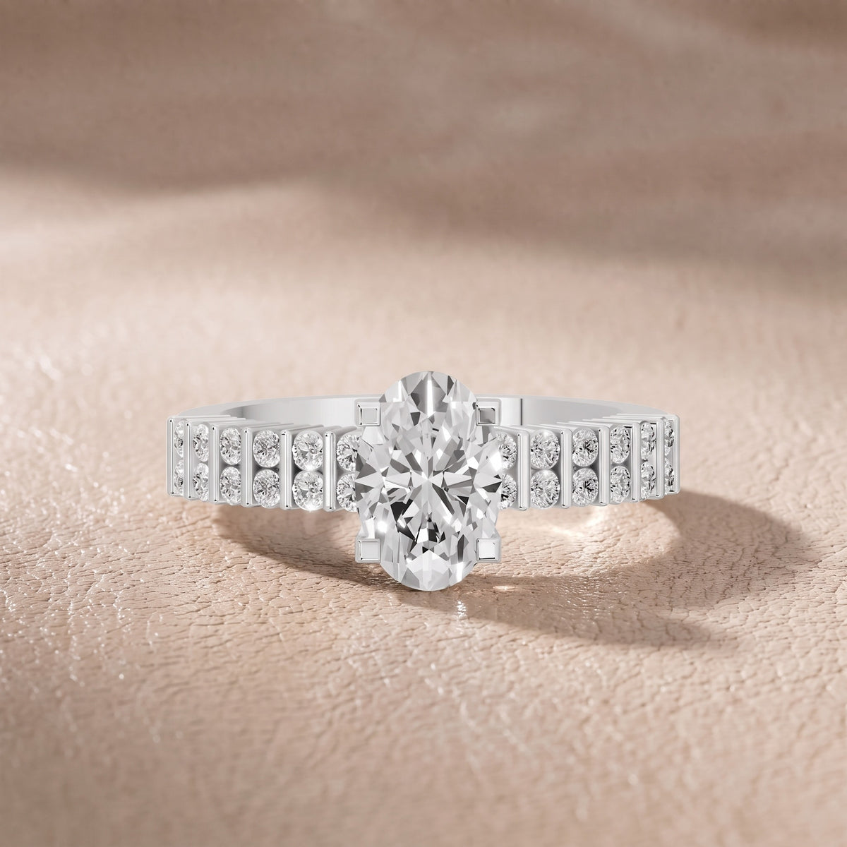 Honor Sidestone Oval Diamond Engagement Ring in Silver - front.jpg