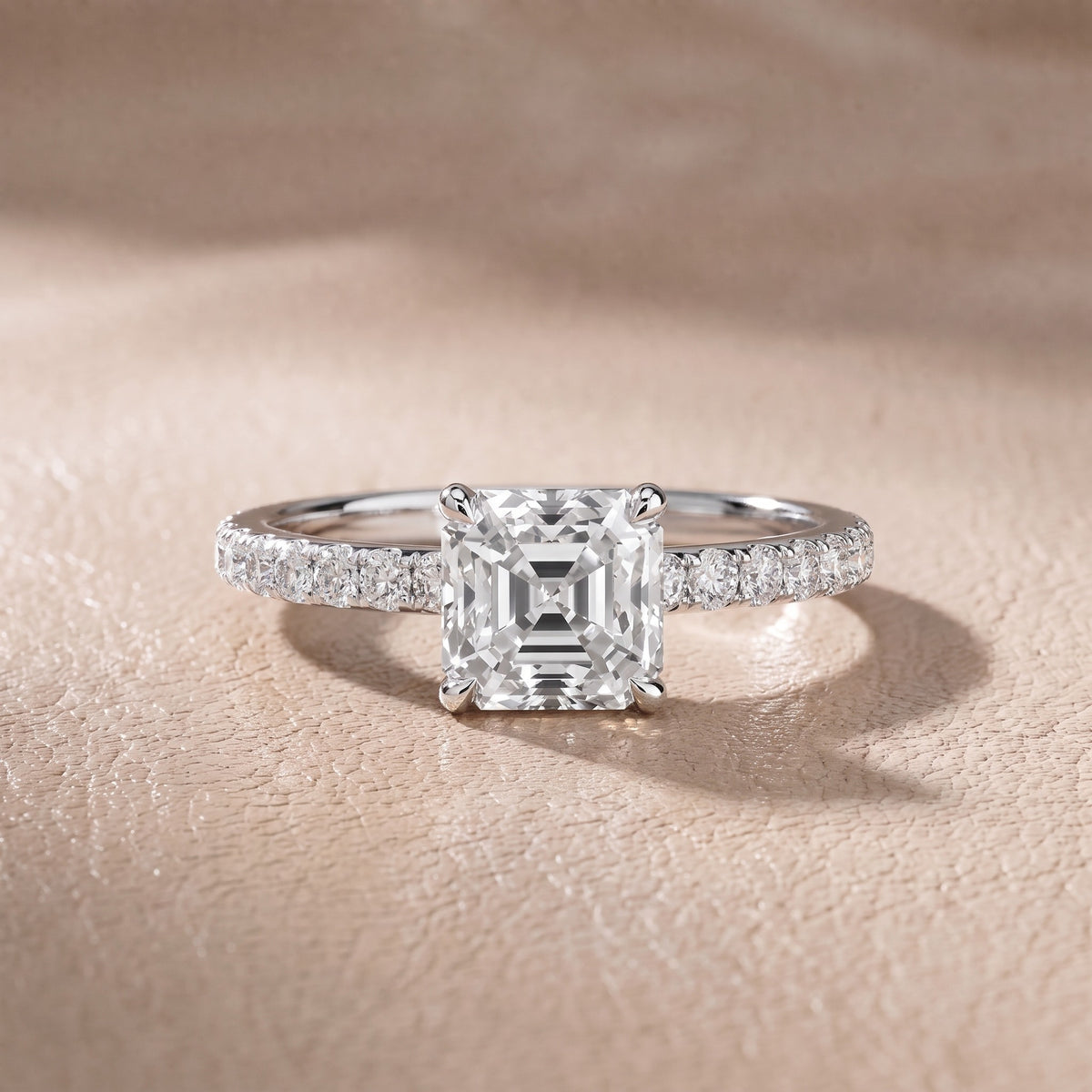 Thea Hidden Halo Pavé Asscher Diamond Engagement Ring in Platinum - front.jpg