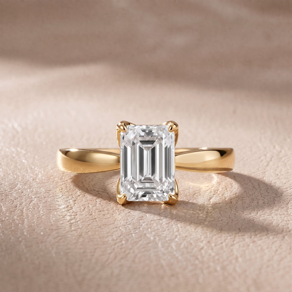 Lucia Solitaire Six-Prong Emerald Diamond Engagement Ring in Yellow Gold - front.jpg