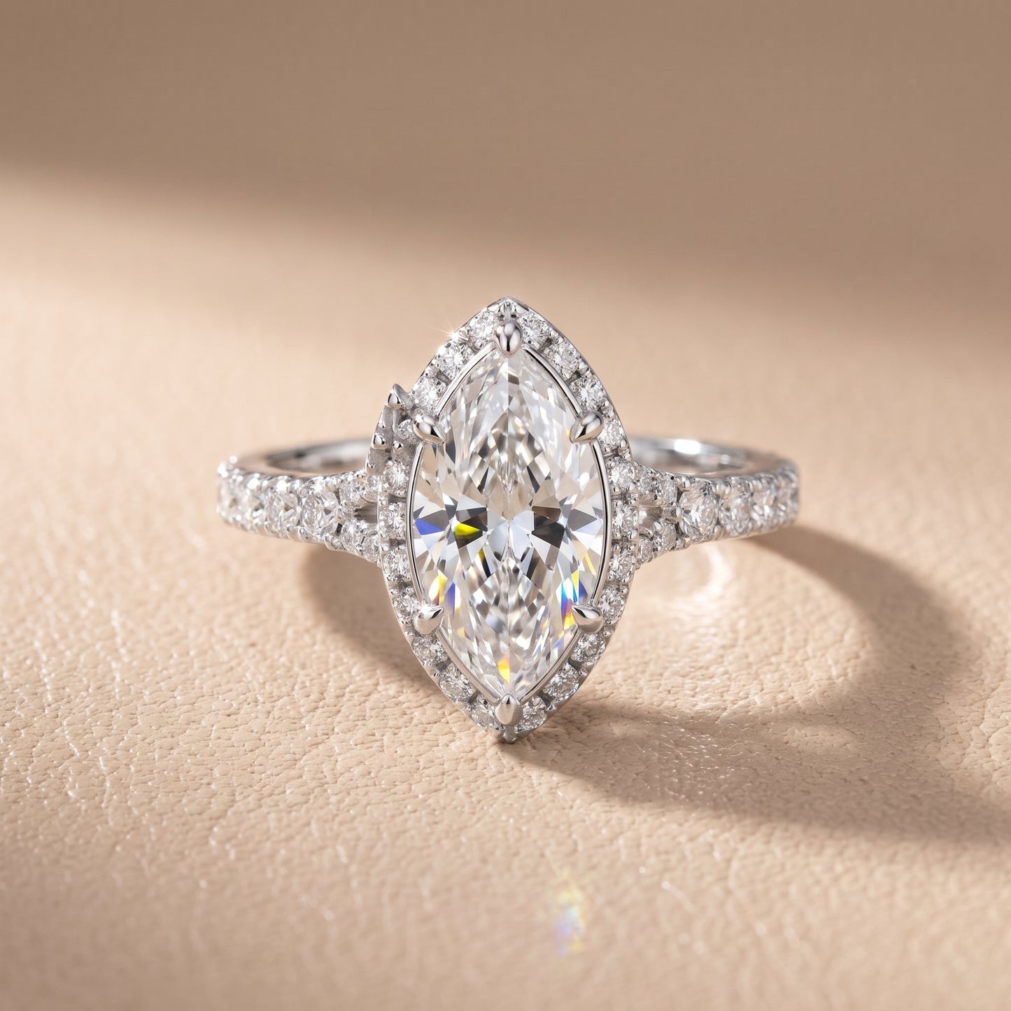 Bella Halo Pavé Marquise Diamond Engagement Ring in Platinum - front.jpg