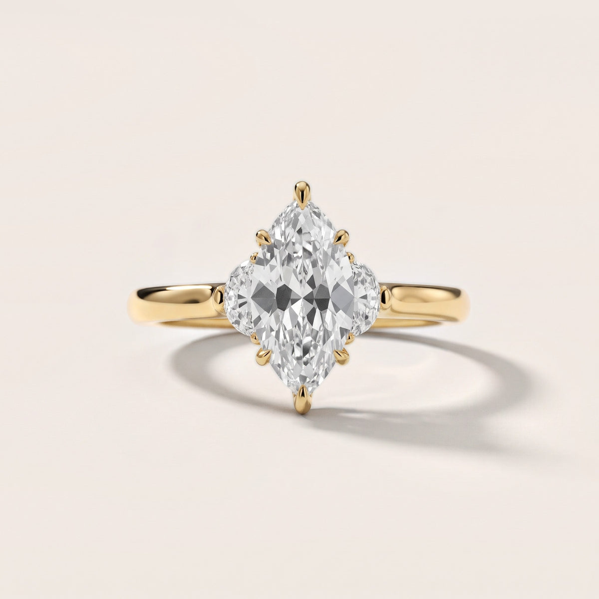 Hilary Half-Moon Three-Stone Marquise Diamond Engagement Ring in Yellow Gold - front.jpg