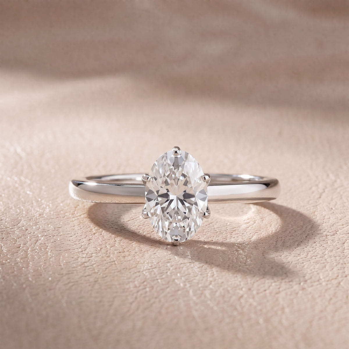 Serena Blossom Solitaire Oval Diamond Engagement Ring in White Gold - front.jpg