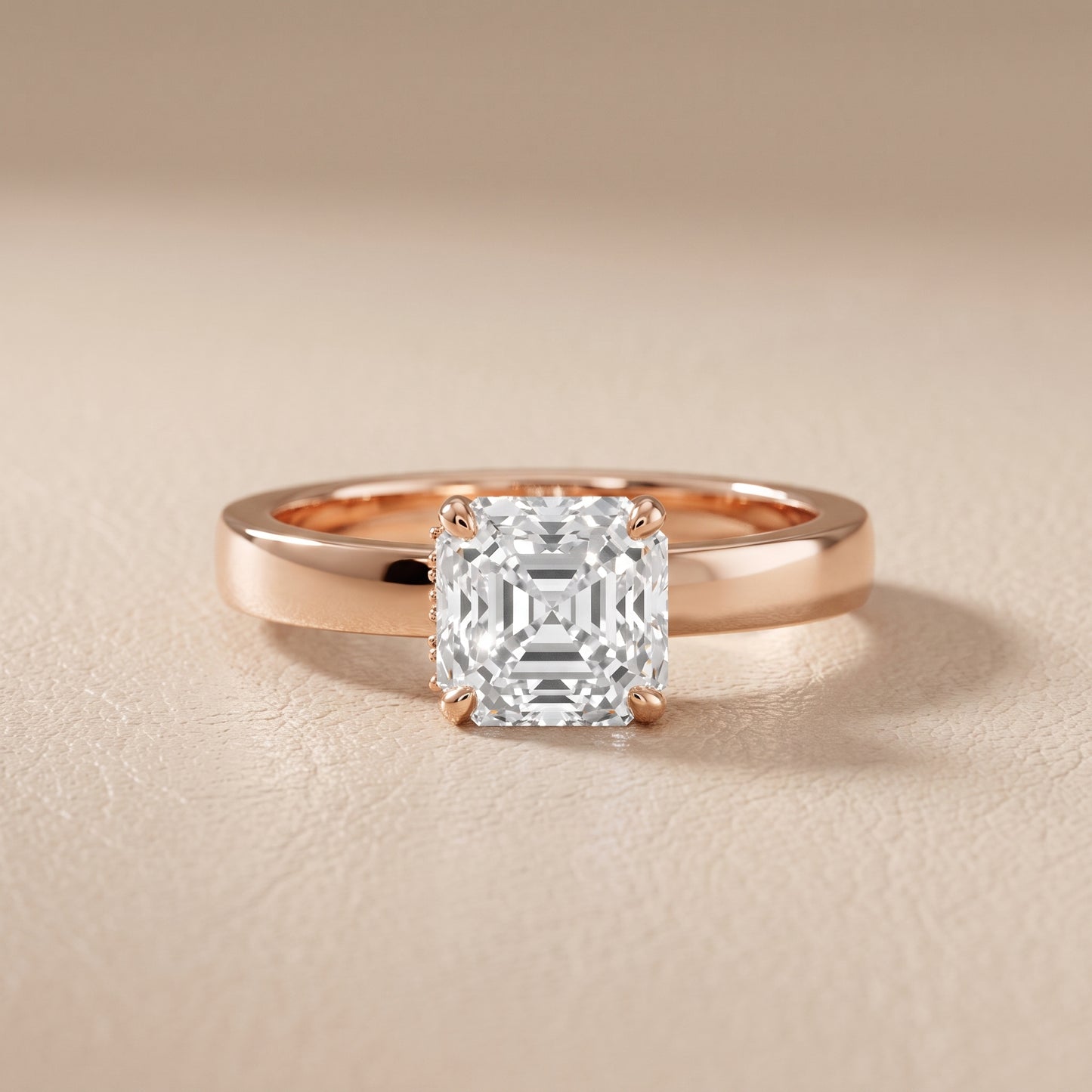Lara Hidden Halo Asscher Diamond Engagement Ring in Rose Gold - front.jpg