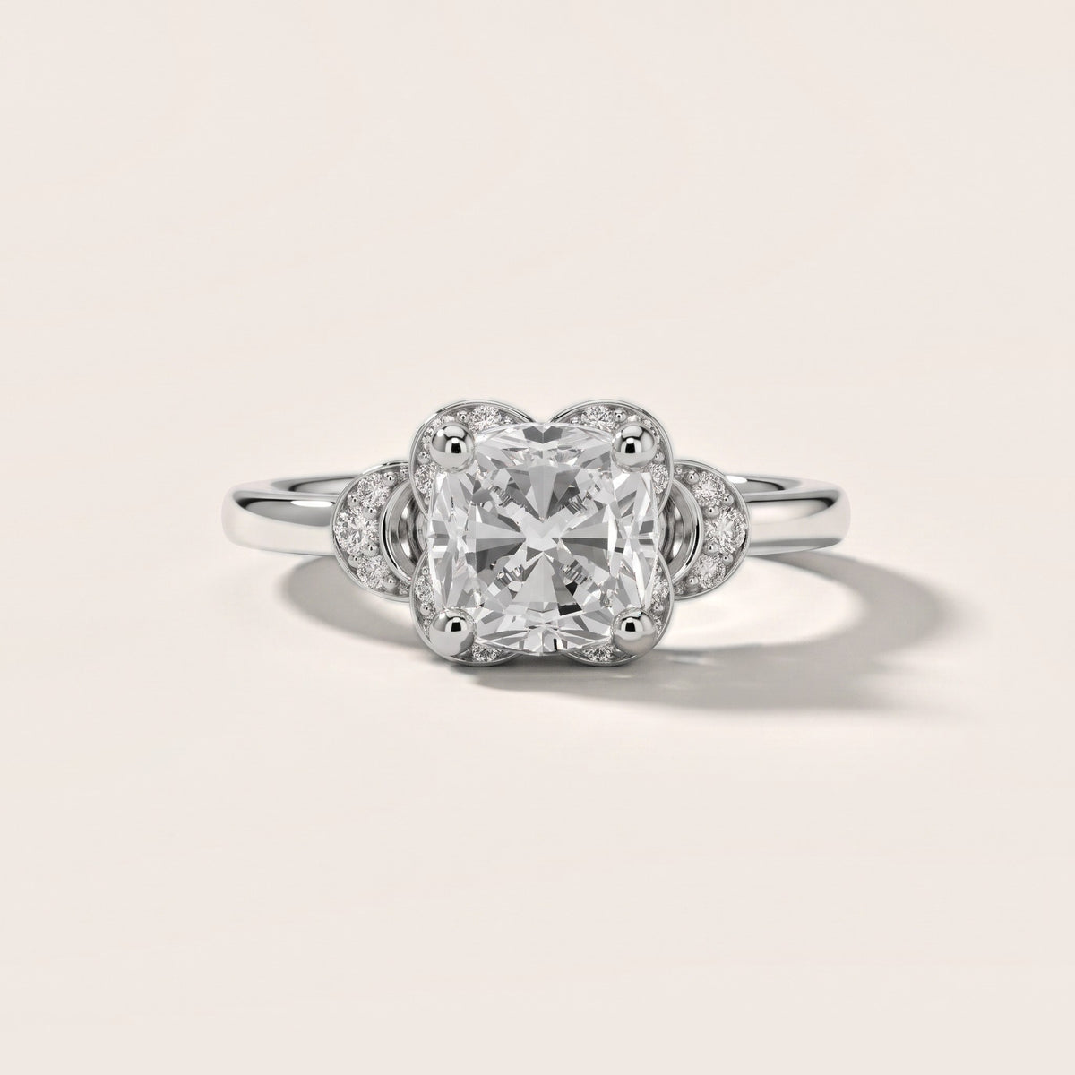 Ruth Floral Cluster Cushion Diamond Engagement Ring in Platinum - front.jpg