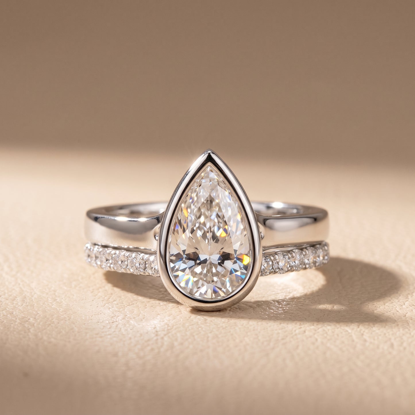 Ayla Bezel Bypass Pear Diamond Ring in Silver - front.jpg