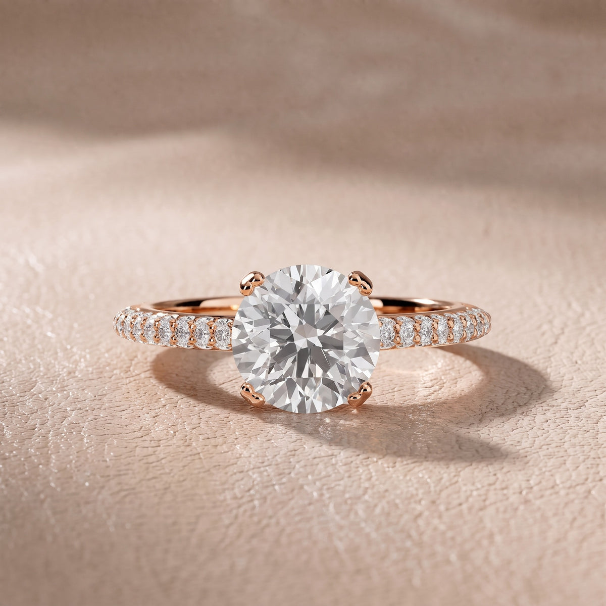 Celeste Hidden Halo Pavé Round Diamond Engagement Ring in Rose Gold - front.jpg
