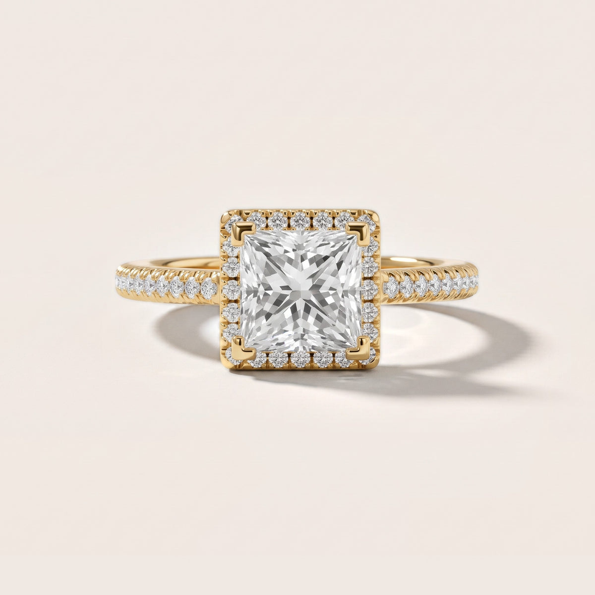 Tempe Halo Pavé Princess Diamond Engagement Ring in Yellow Gold - front.jpg