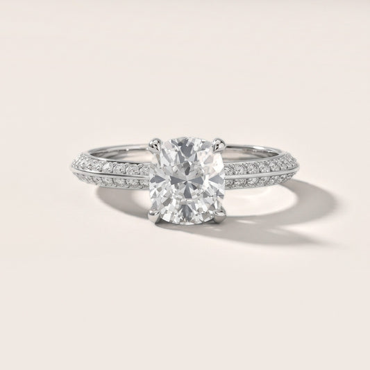 Meredith Knife Edge Pavé Cushion Diamond Engagement Ring in Platinum [studio-20261024]