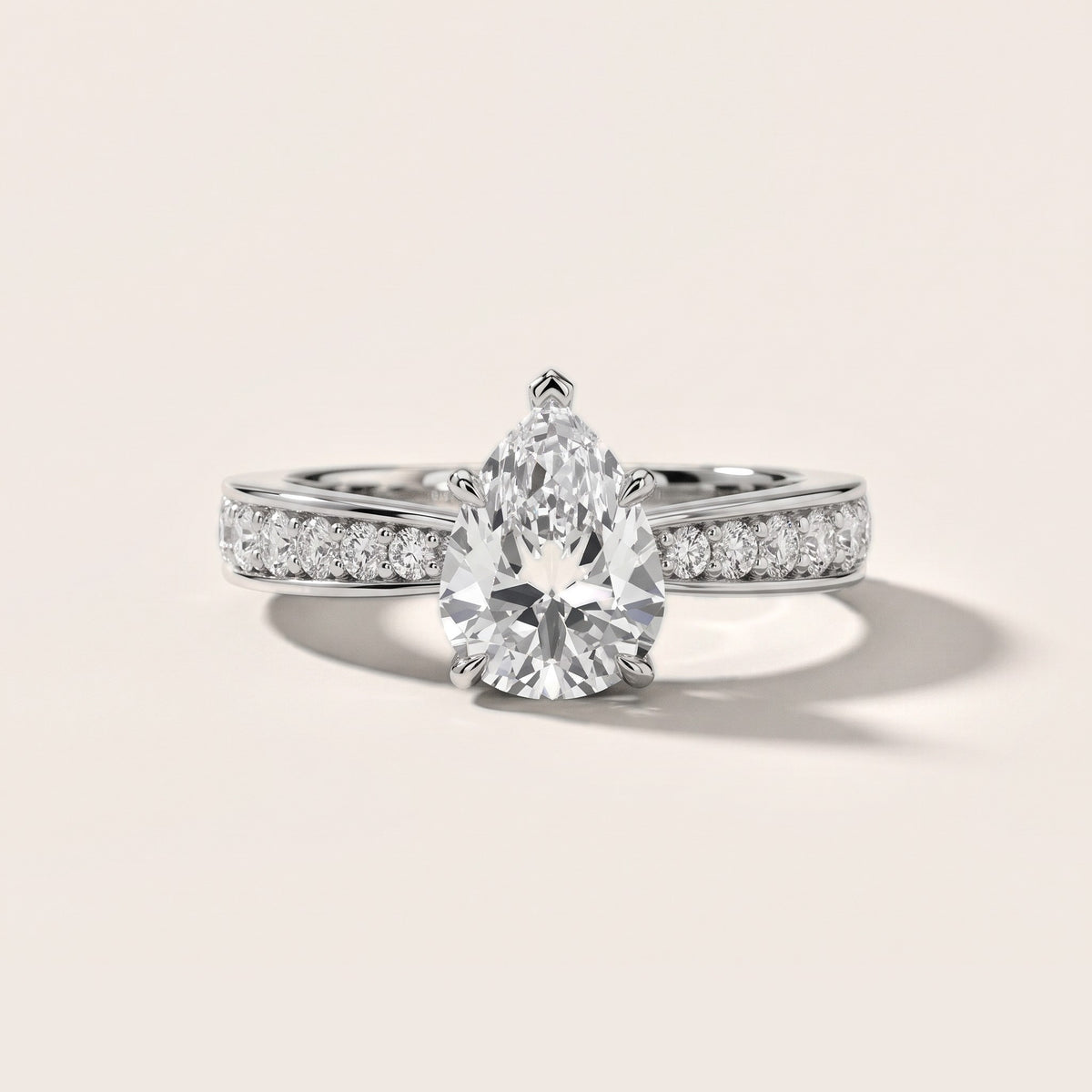Riley Cathedral Pavé Pear Diamond Engagement Ring in White Gold - front.jpg