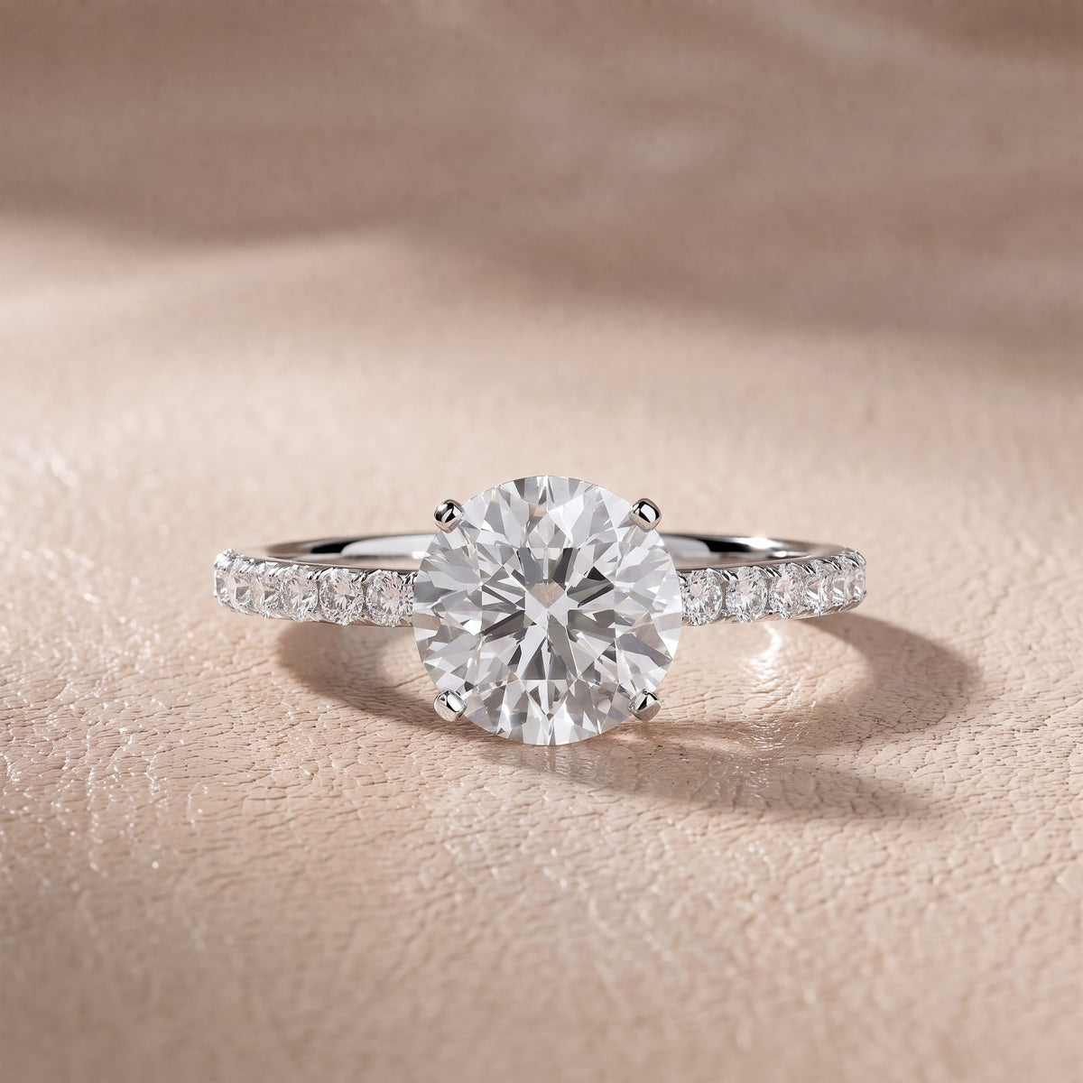Juna French Pavé Solitaire Round Diamond Engagement Ring in Silver - front.jpg