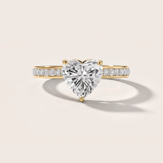 Brielle Channel Set Solitaire Heart Diamond Engagement Ring in Yellow Gold