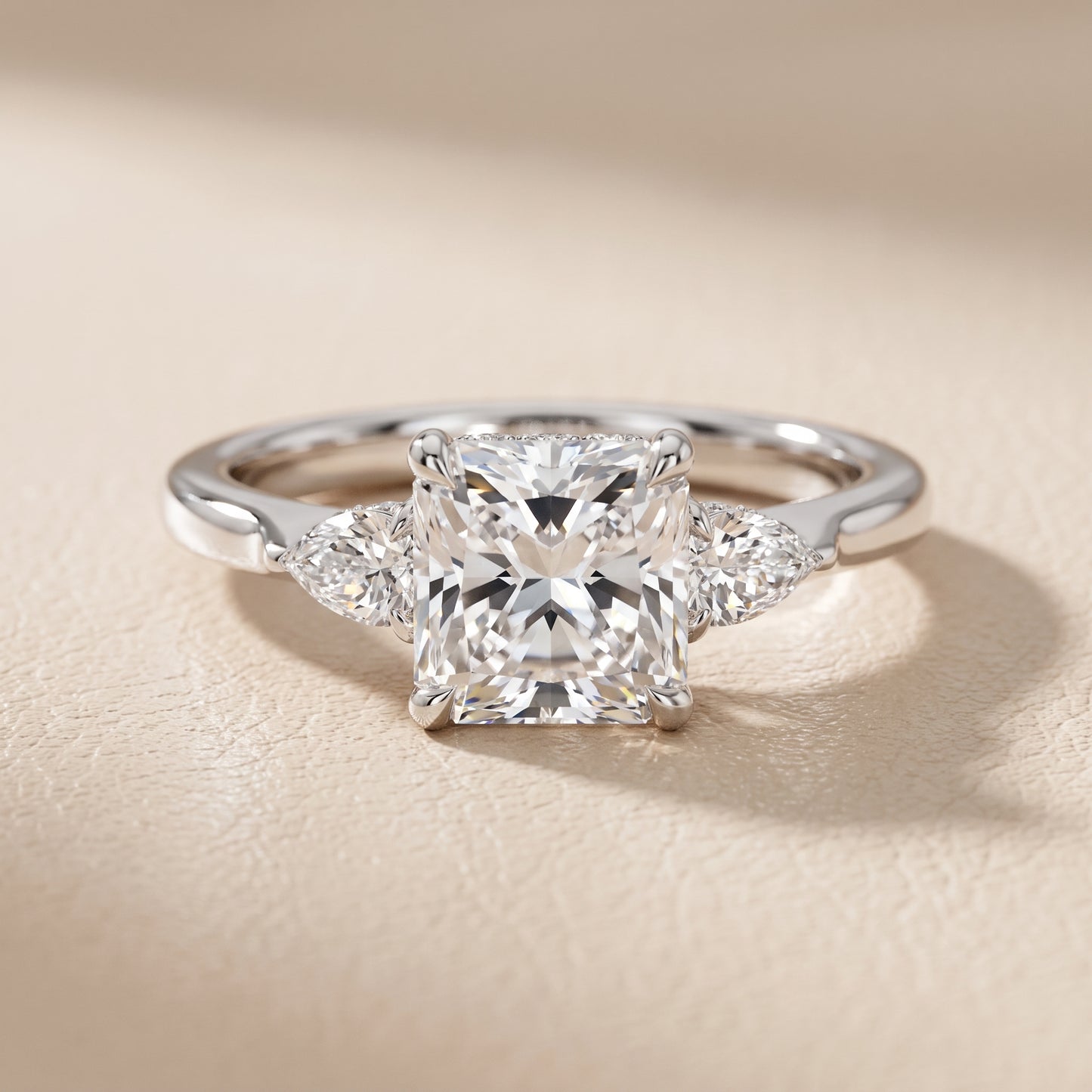 Leila Three-Stone Radiant Diamond Engagement Ring in Silver - front.jpg
