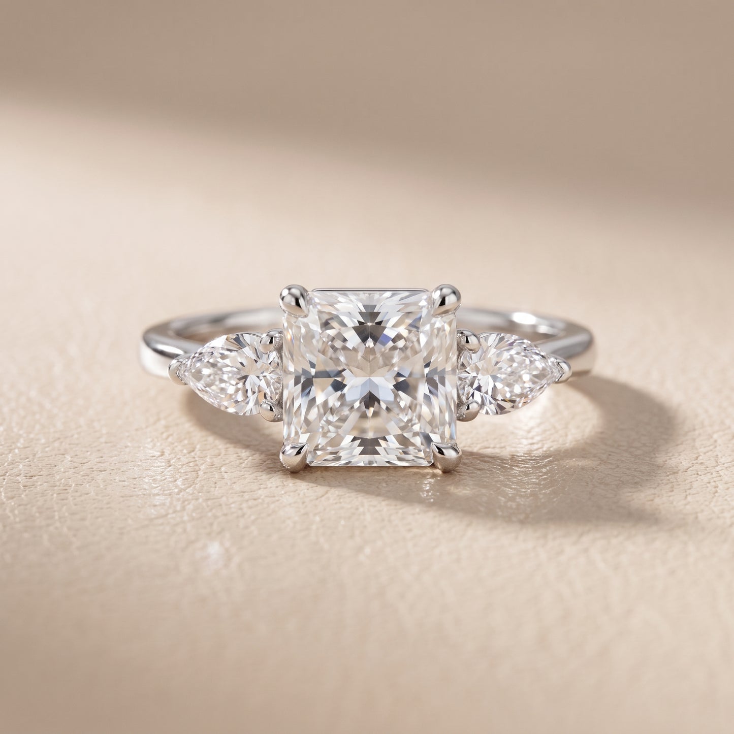 Faye Three-Stone Trellis Radiant Diamond Ring in White Gold - front.jpg