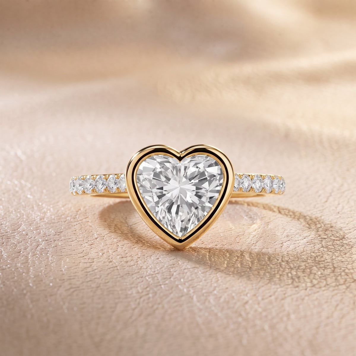 Cora Bezel Pavé Heart Diamond Engagement Ring in Yellow Gold - front.jpg