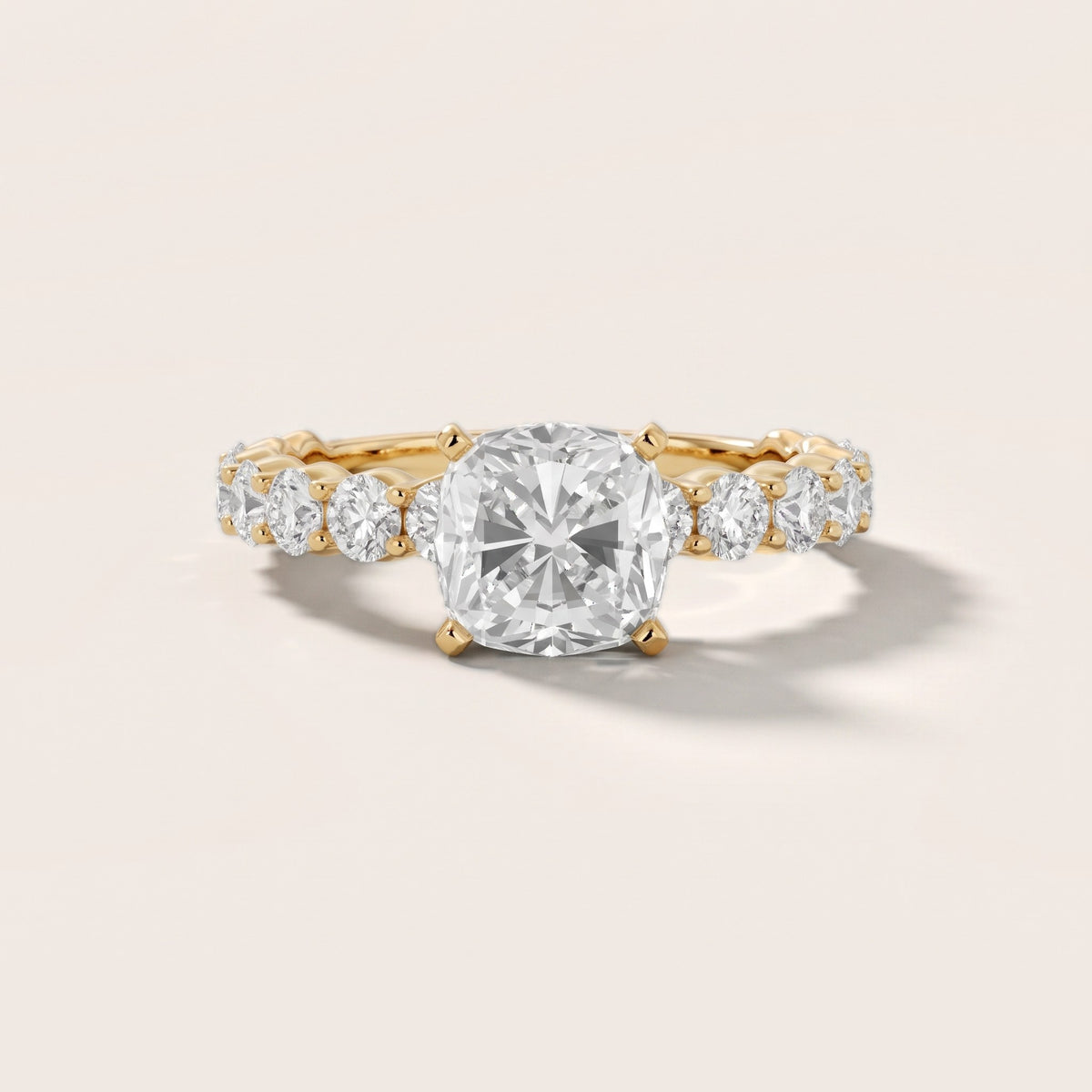 Leta Infinity Pavé Cushion Diamond Engagement Ring in Yellow Gold - front.jpg