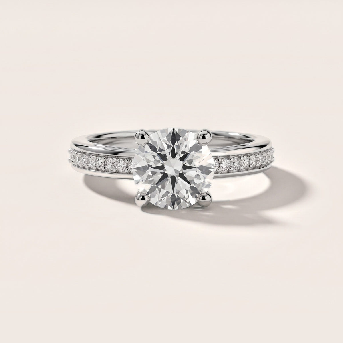 Lucy Vintage Pavé Round Diamond Engagement Ring in Platinum - front.jpg