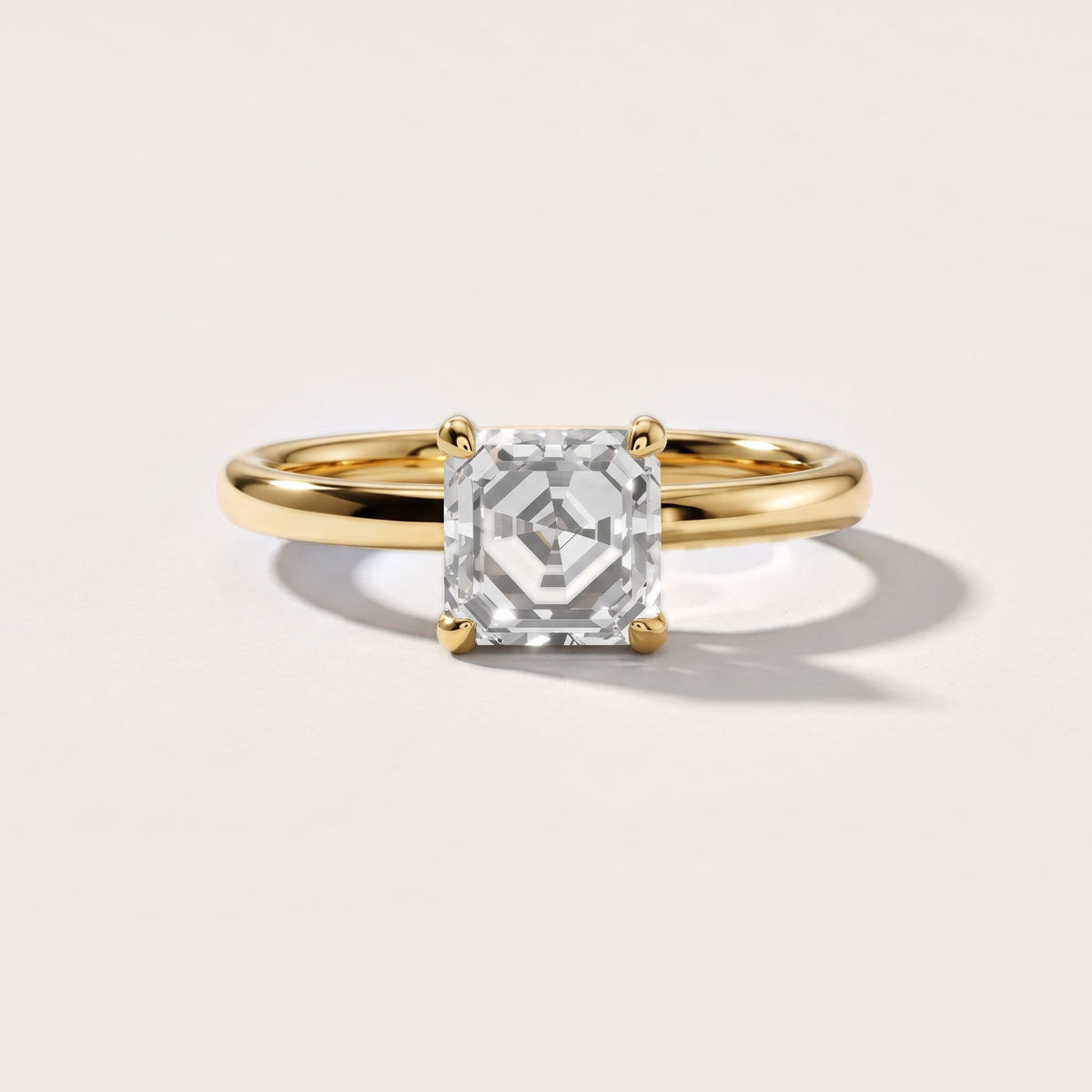 Charlotte Charm Solitaire Asscher Diamond Engagement Ring in Yellow Gold [studio-20261024]