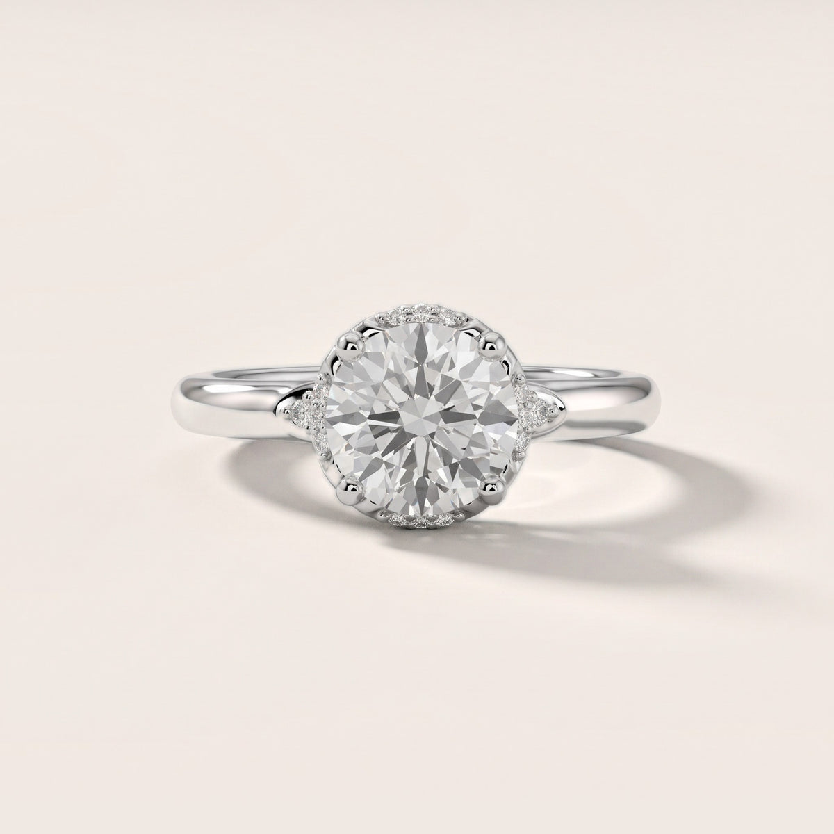 Alba Crown Cluster Round Diamond Engagement Ring in Silver - front.jpg