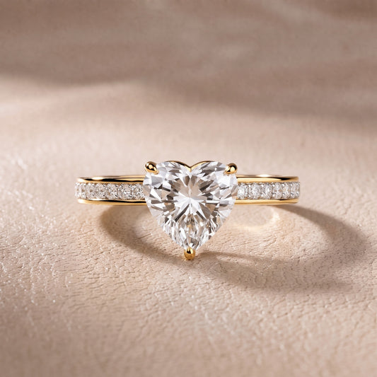Brielle Channel Set Solitaire Heart Diamond Engagement Ring in Yellow Gold - front.jpg