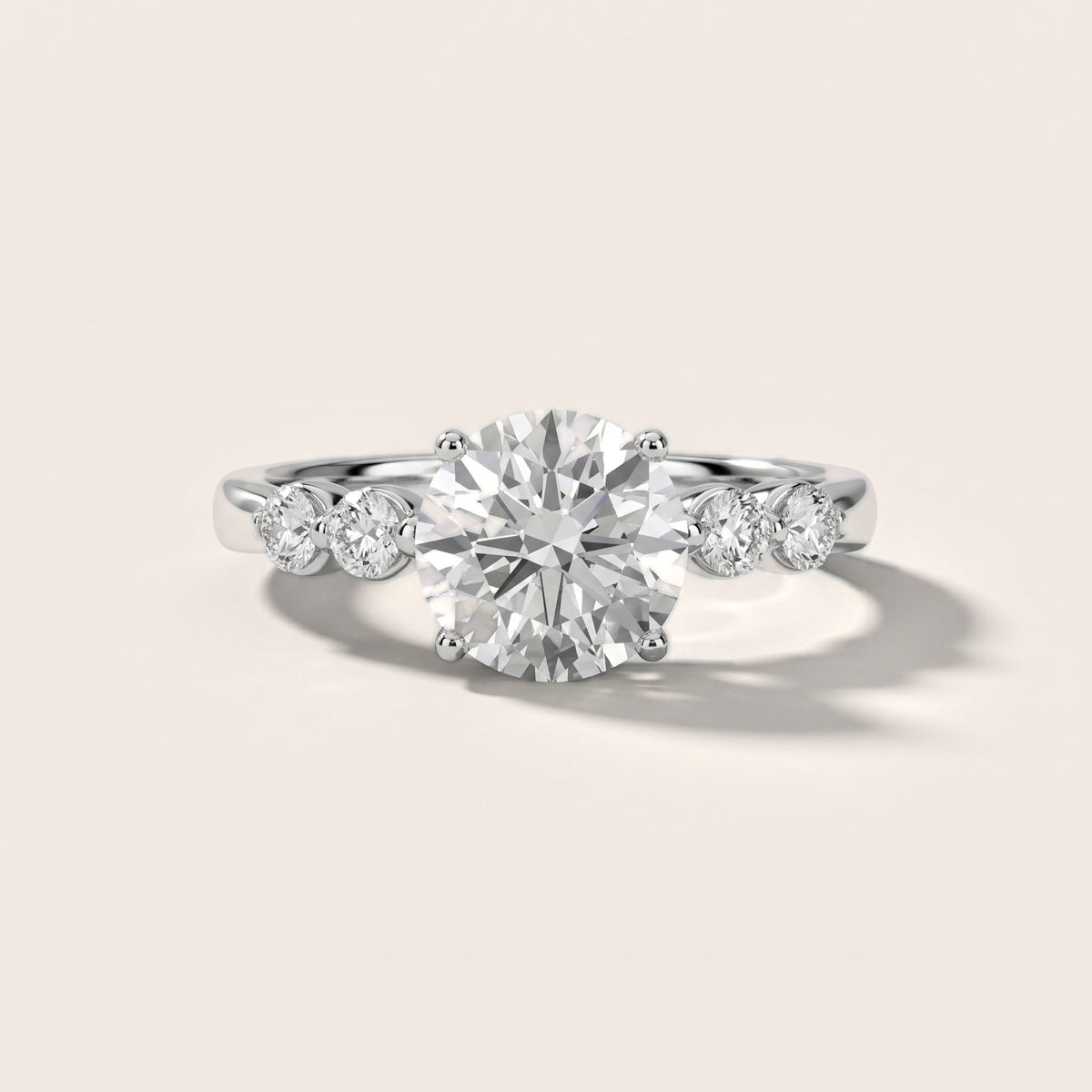 Vienna Floating Five-Stone Round Diamond Engagement Ring in Silver - front.jpg