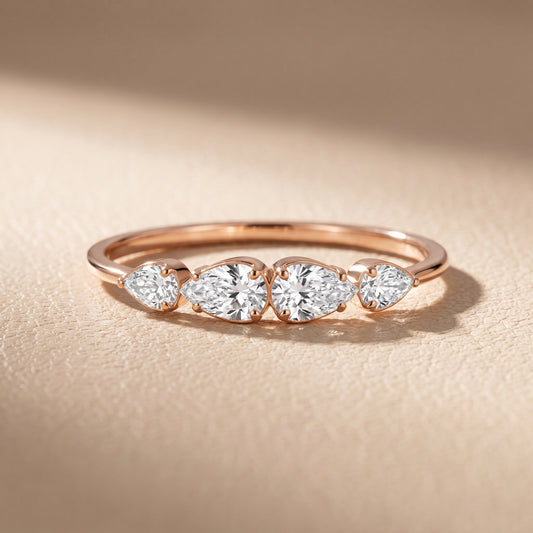 Samara Petite Pear Diamond Wedding Band in Rose Gold - front.jpg