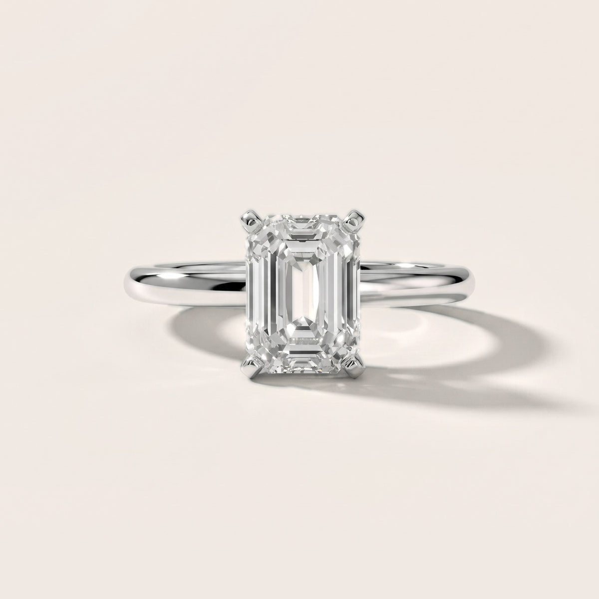 Giulia Solitaire Emerald Diamond Engagement Ring in White Gold - front.jpg