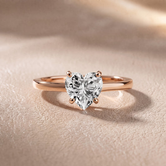 Matilda Cathedral Solitaire Heart Diamond Engagement Ring in Rose Gold - front.jpg