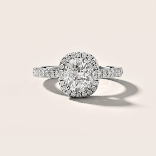 Rosemary Halo Pavé Cushion Diamond Engagement Ring in Platinum [studio-20261024]