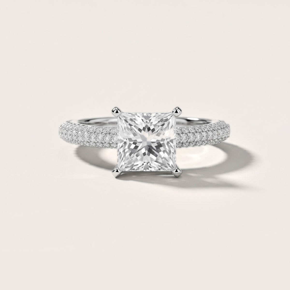 Kaitlin Micropavé Dome Princess Diamond Engagement Ring in Silver - front.jpg