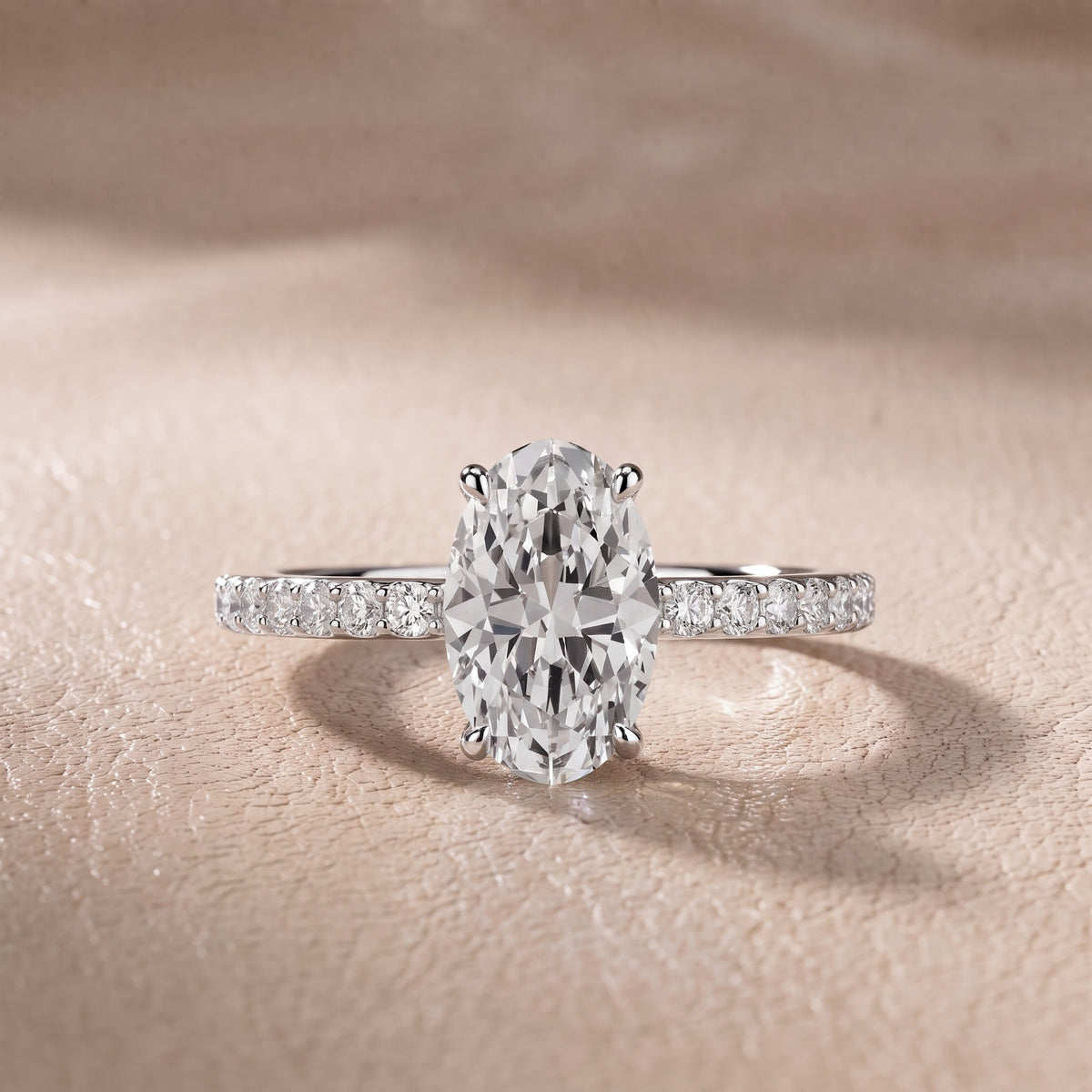 Annabel Pavé Solitaire Oval Diamond Engagement Ring in Silver - front.jpg