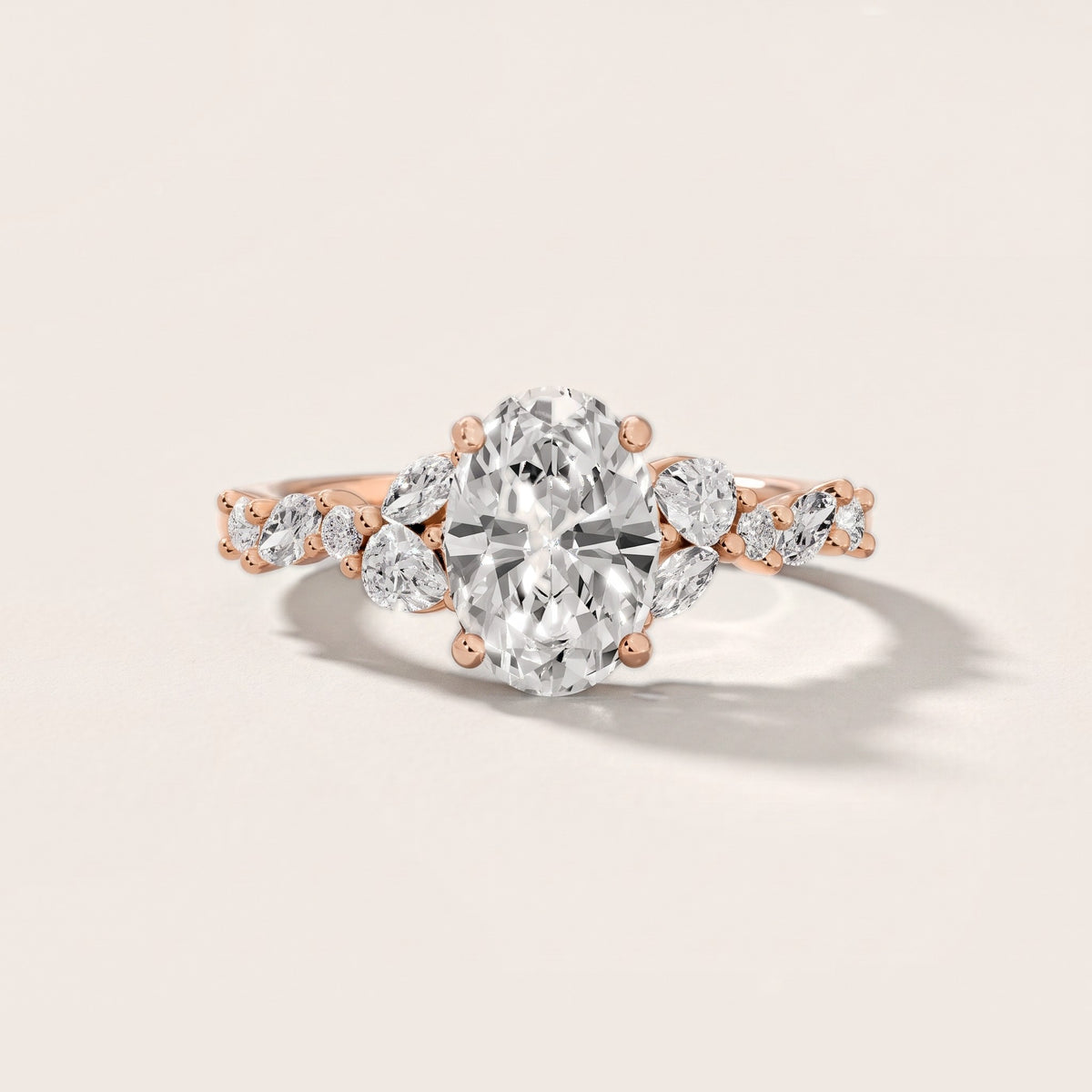 Mesa Vine Cluster Oval Diamond Engagement Ring in Rose Gold - front.jpg