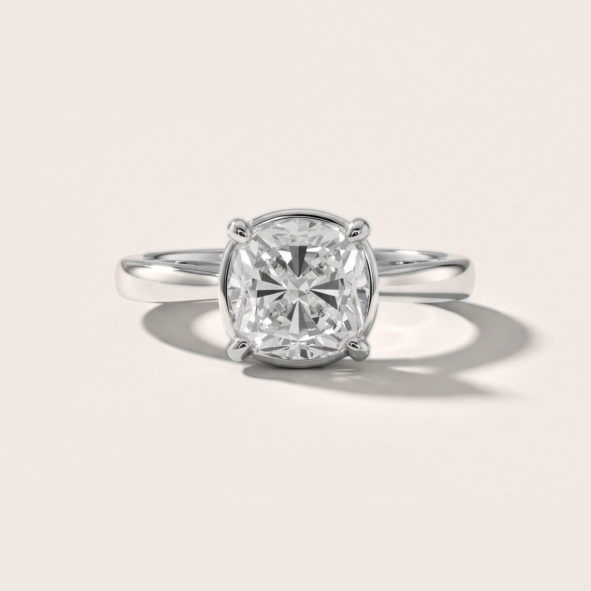 Miriam Basket Solitaire Cushion Diamond Engagement Ring in Silver - front.jpg